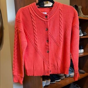 CAbi Vibrant Red Cable Knit Cardigan